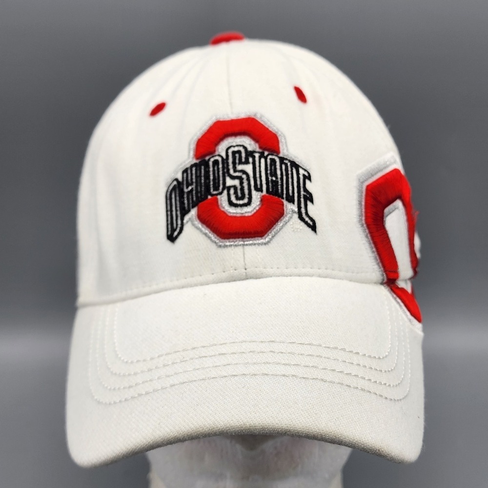 Ohio State Buckeyes Hat Top Of The World Embriodered Big Logo One Fit Cap White